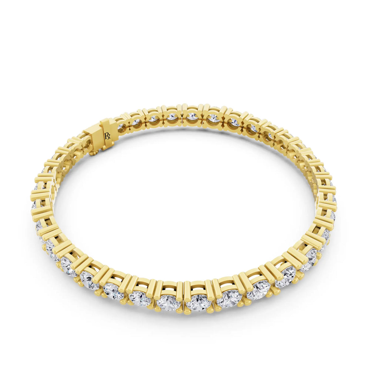 10K Yellow Gold Graduated Round Cut Diamond Tennis Bracelet - Left
