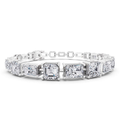 Silver Radiant and Square Emerald Cut Diamond Tennis Bracelet - Top1