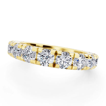 10K Yellow Gold Round Cut Diamond Classic Eternity Band - 3mm - Close up