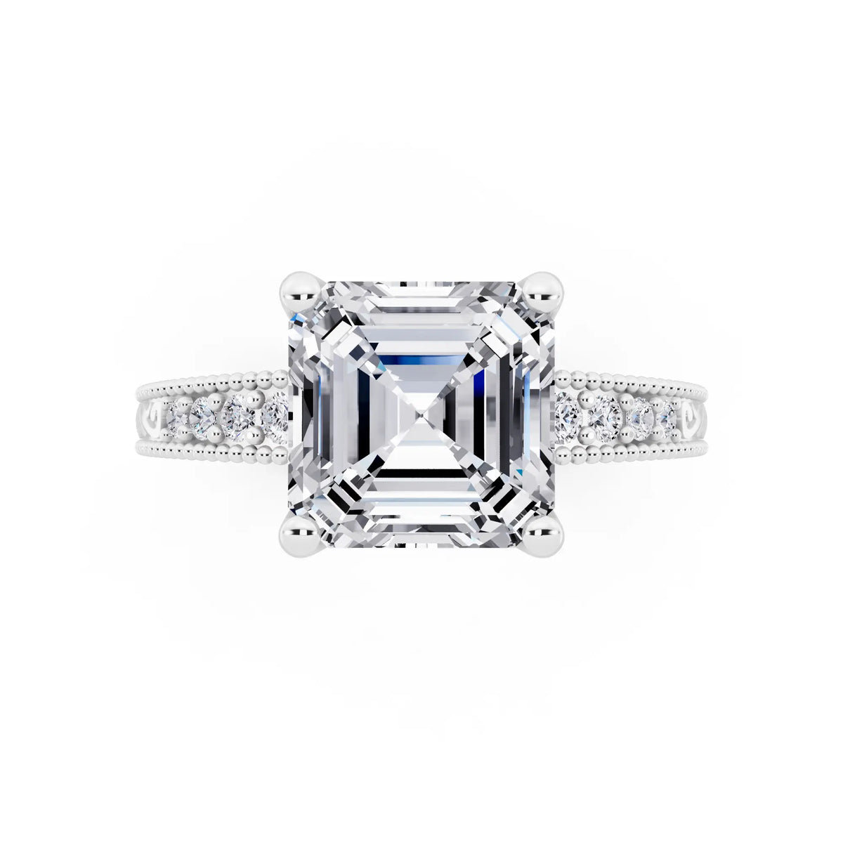 Platinum Asscher Cut Diamond Vintage - top angle