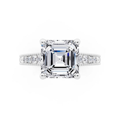 Platinum Asscher Cut Diamond Vintage - top angle