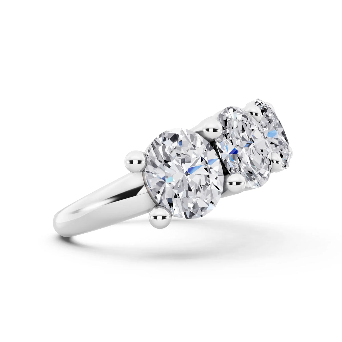 14K White Gold Seven Stone Oval Cut Diamond Half Eternity Wedding Band - 2.8mm - Side