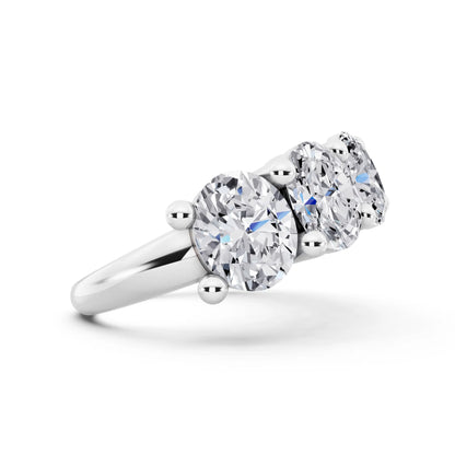 14K White Gold Seven Stone Oval Cut Diamond Half Eternity Wedding Band - 2.8mm - Side