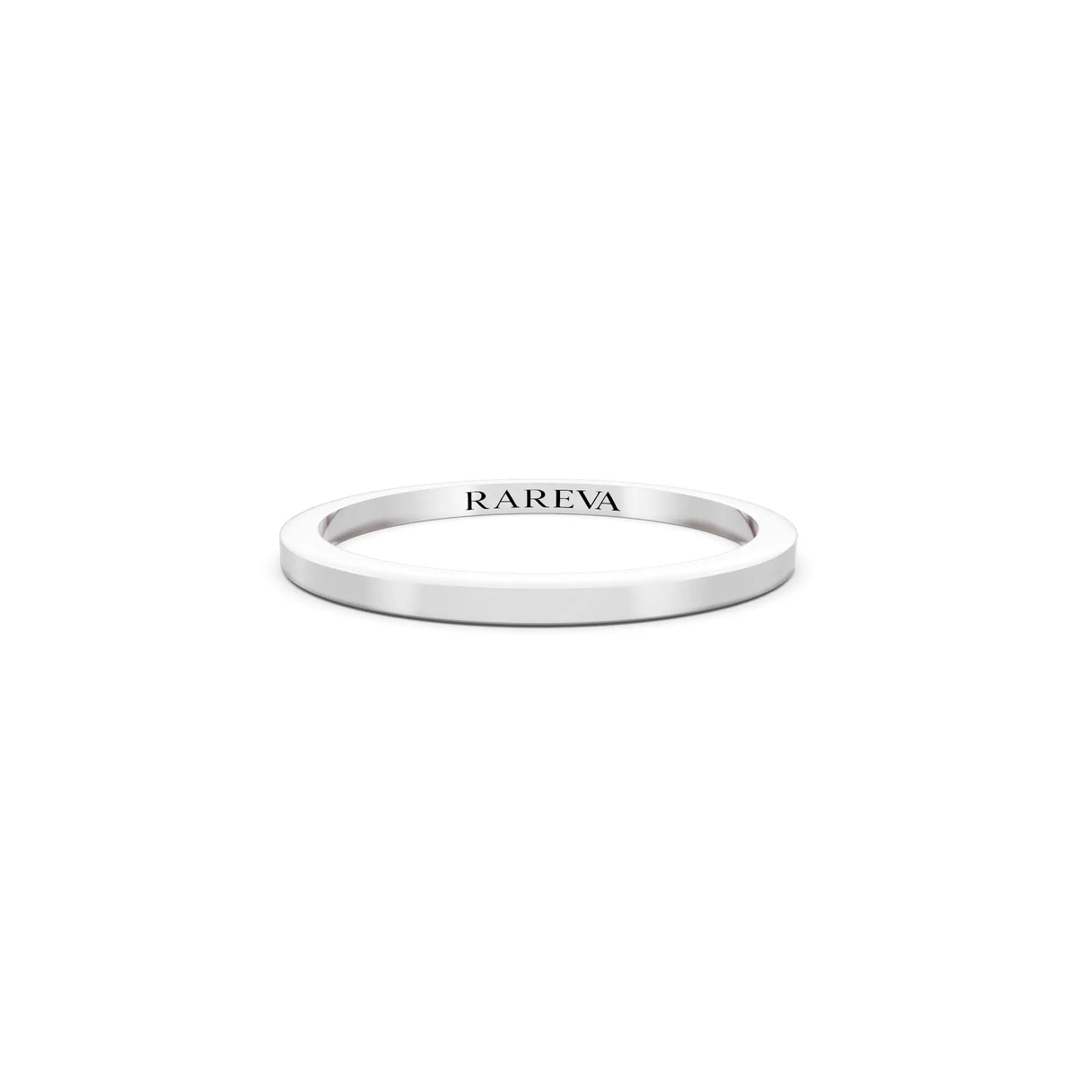 14K White Gold Men's Flat Wedding Band - 1.5mm - Front