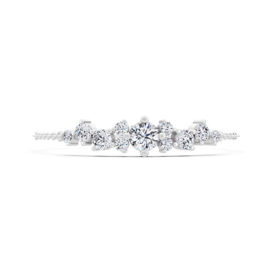 14K White Gold Round Cut Diamond Cluster Chain Bracelet - Front