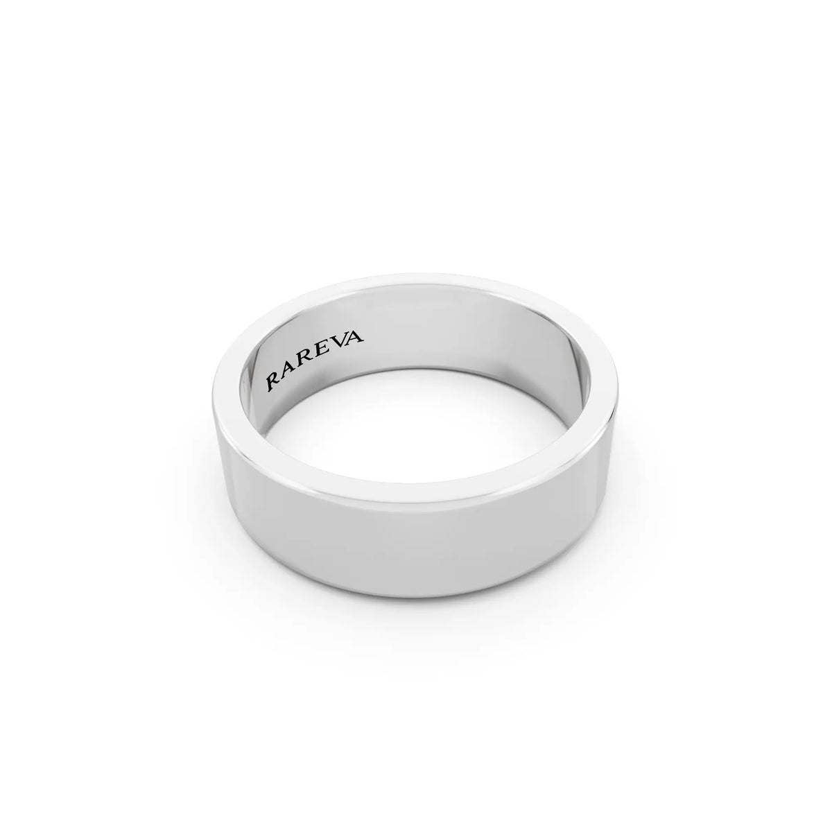 Silver Men's Soft Edge Flat Wedding Band - 6mm - Left
