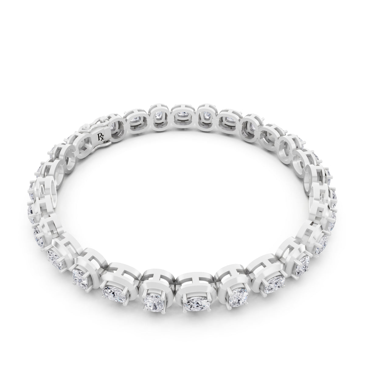 Silver Cushion Cut Diamond Tennis Bracelet - Left