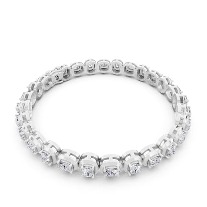 Silver Cushion Cut Diamond Tennis Bracelet - Left