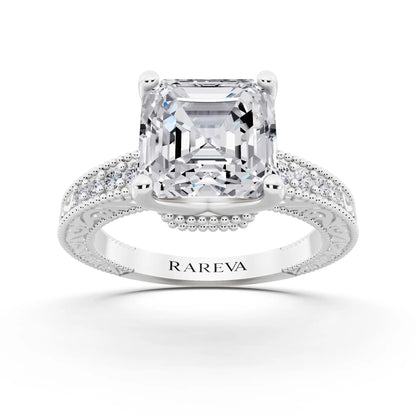 Platinum Asscher Cut Diamond Vintage - front view