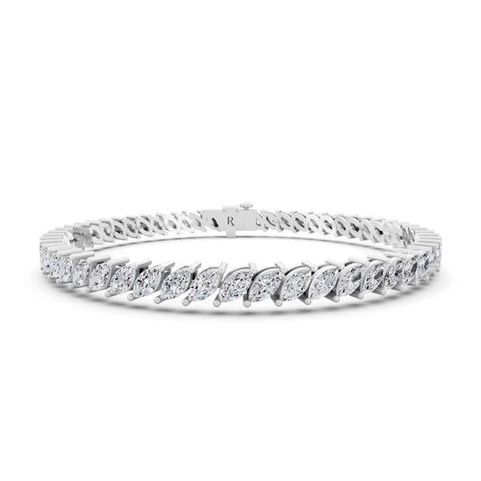 Platinum Marquise Cut Diamond Tennis Bracelet - Main