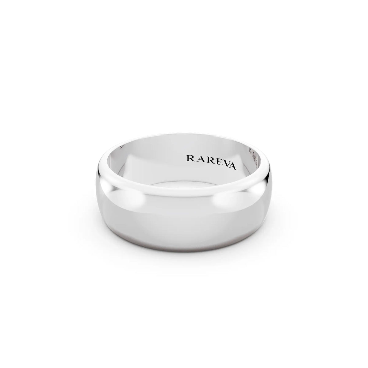 Silver Men's Classic Dome Wedding Band - 7mm - Close up