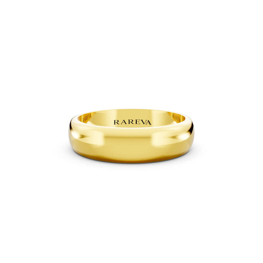 14K Yellow Gold Men's Classic Dome Wedding Band - 5mm - Front