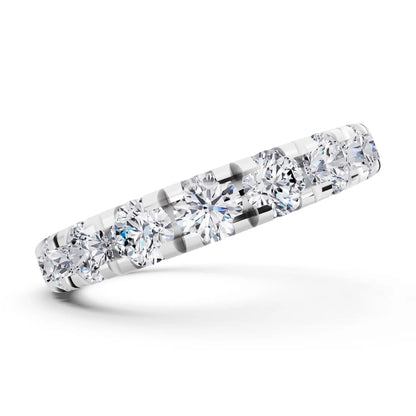 14K White Gold Round Cut Diamond Classic Eternity Band - 3mm - Side