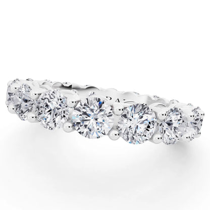 Silver Round Cut Diamond Unity Prong Eternity Band - 3.6mm - Close up