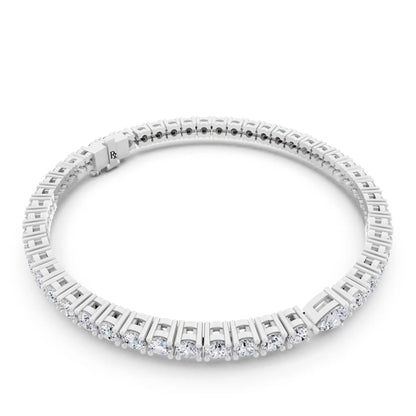 Platinum Round Cut Diamond Tennis Bracelet with Pear Accent - Left
