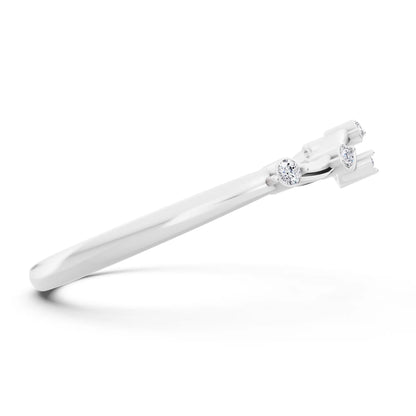 14K White Gold Round Cut Diamond Scattered Curve Curved Band - 1.5mm - Side