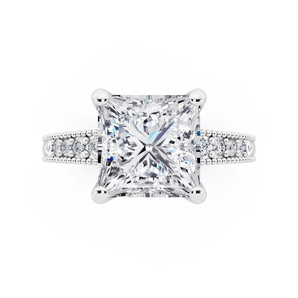 Platinum Princess Cut Diamond Vintage - top angle