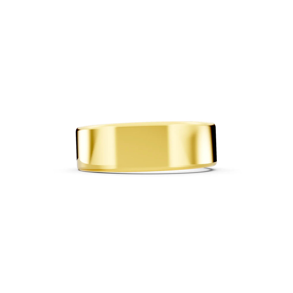 14K Yellow Gold Men's Soft Edge Flat Wedding Band - 6mm - Side