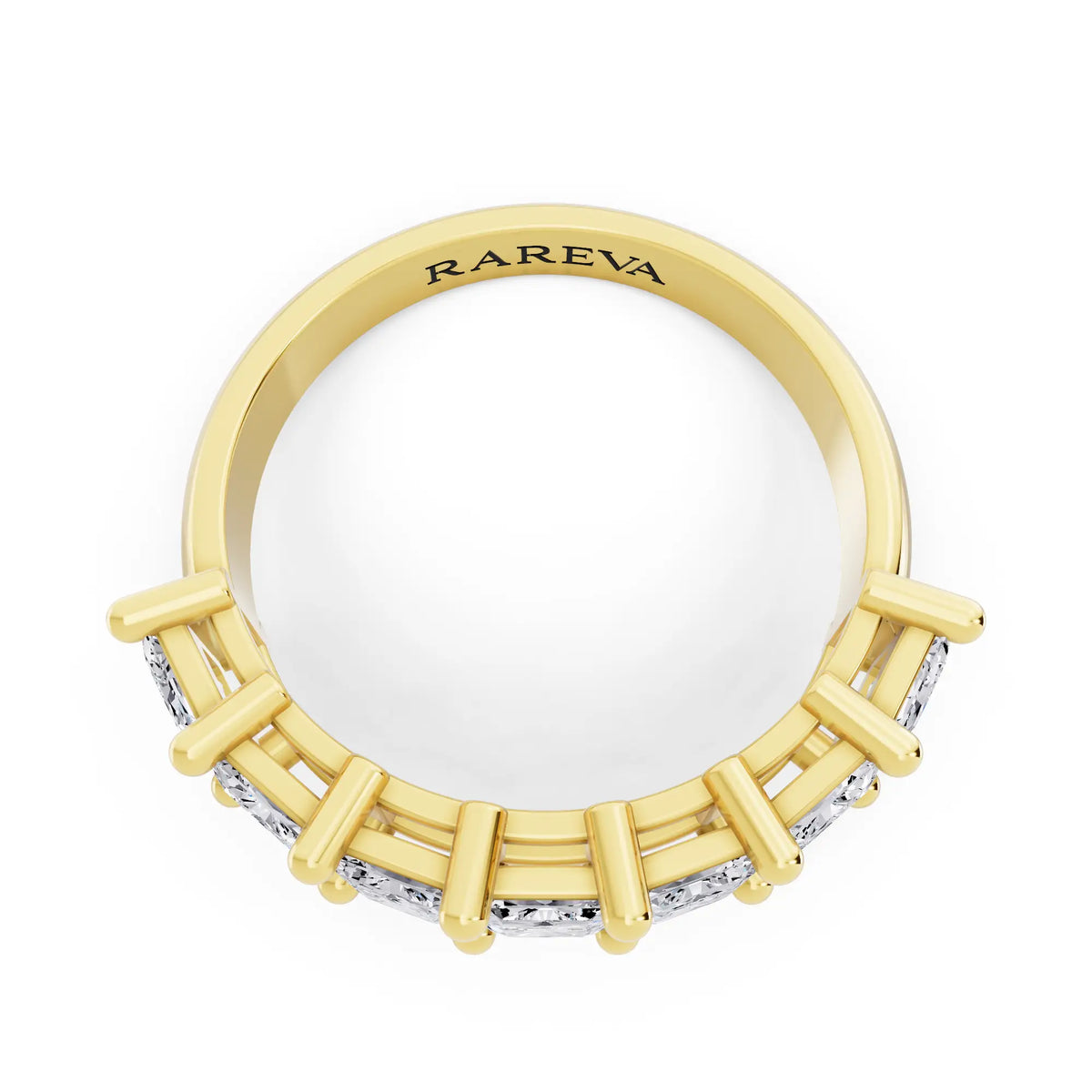 10K Yellow Gold Seven Stone Radiant Cut Diamond Half Eternity Wedding Band - 2.2mm - Top