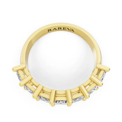 10K Yellow Gold Seven Stone Radiant Cut Diamond Half Eternity Wedding Band - 2.2mm - Top