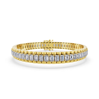 10K Yellow Gold Emerald Cut Diamond Tennis Bracelet - Main