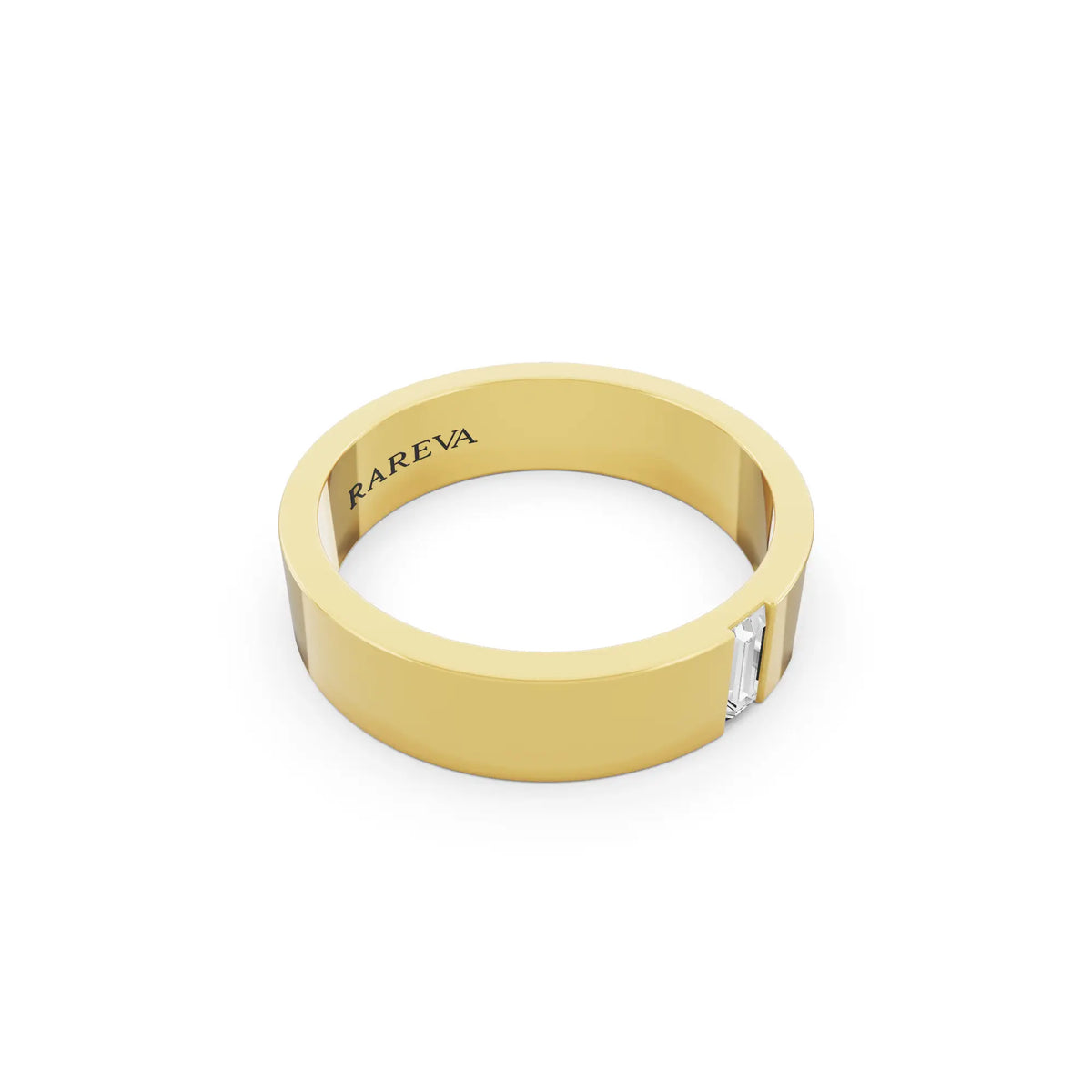 10K Yellow Gold Men's Baguette Cut Diamond Solitaire Band - 5mm - Left