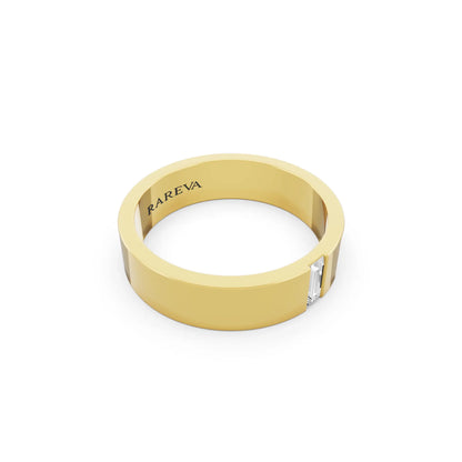 10K Yellow Gold Men's Baguette Cut Diamond Solitaire Band - 5mm - Left