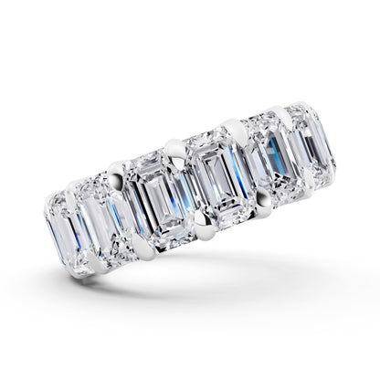 Platinum Emerald Cut Diamond Eternity Band - 5.3mm - 6.00ctw - Side