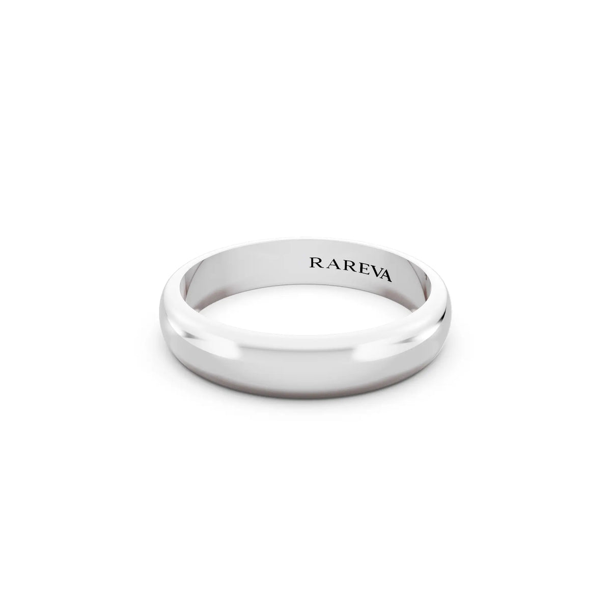 10K White Gold Men's Classic Dome Wedding Band - 4mm - Close up