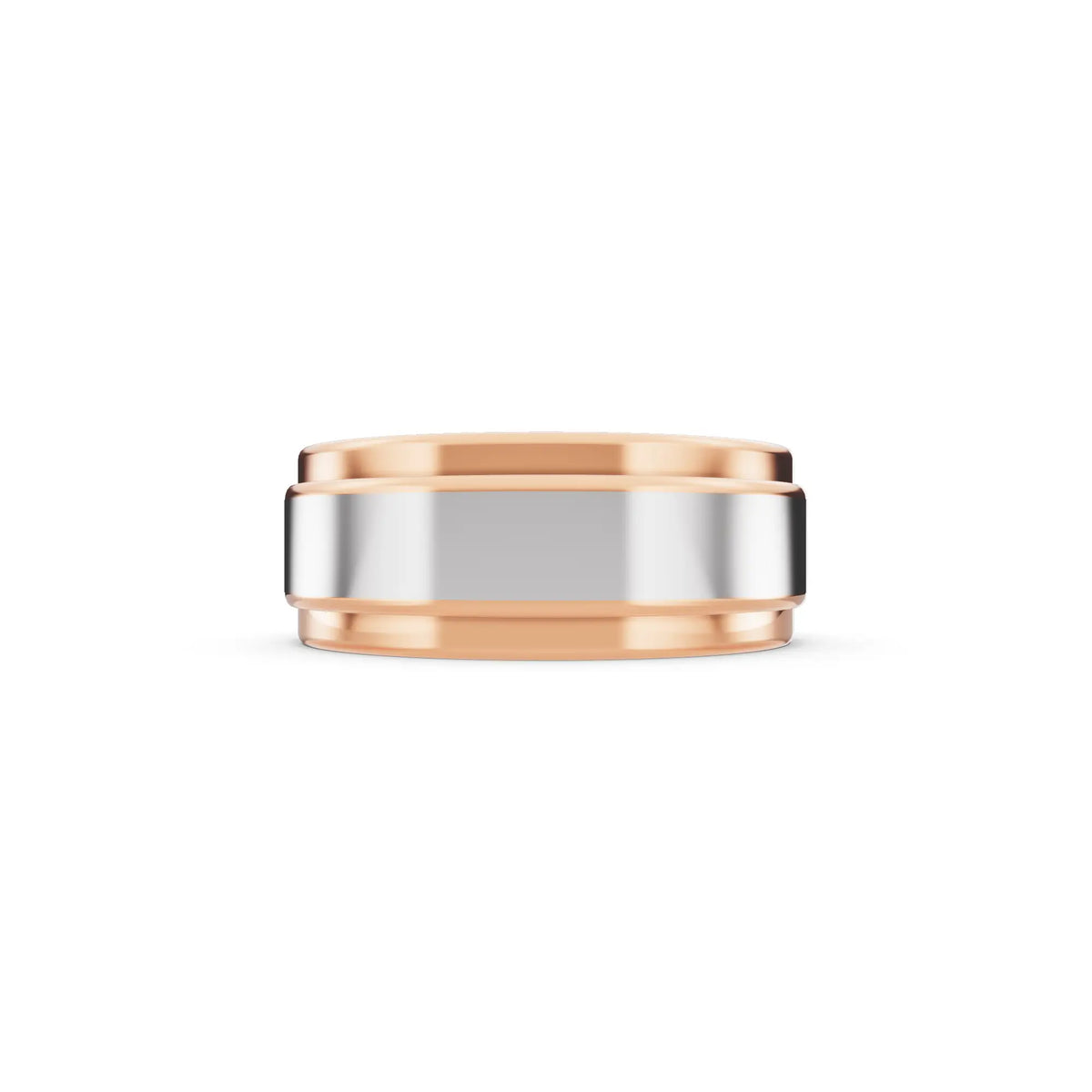 14K Rose Gold Men's Step Edge Wedding Band - 7.5mm - Side