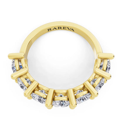 10K Yellow Gold Seven Stone Round Cut Diamond Half Eternity Wedding Band - 2.4mm - Top