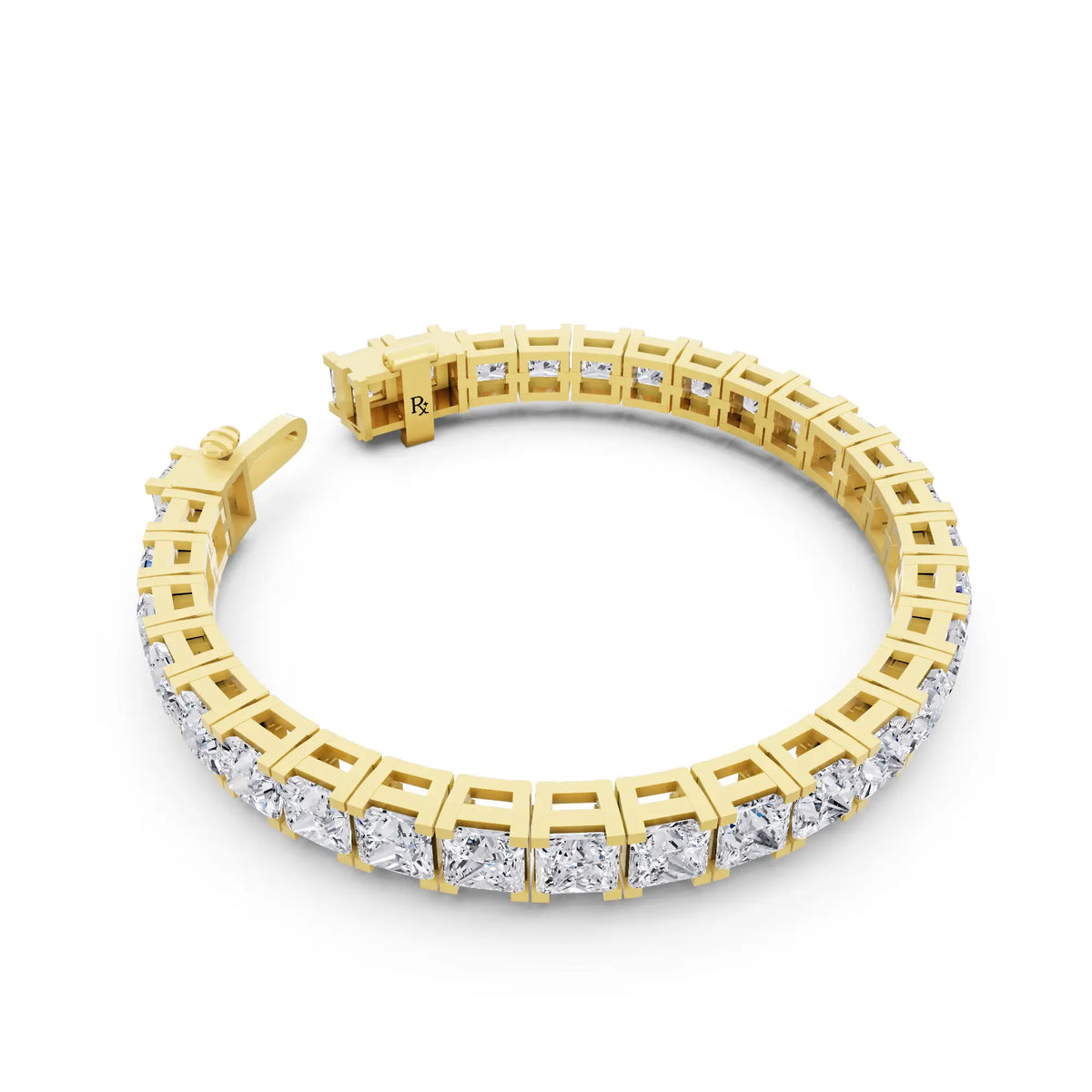 14K Yellow Gold Princess Cut Diamond Tennis Bracelet - Left