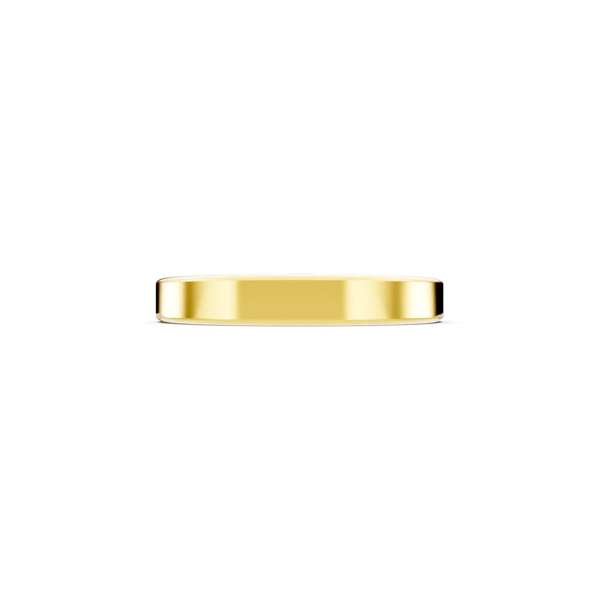 14K Yellow Gold Men's Flat Wedding Band - 3mm - Side