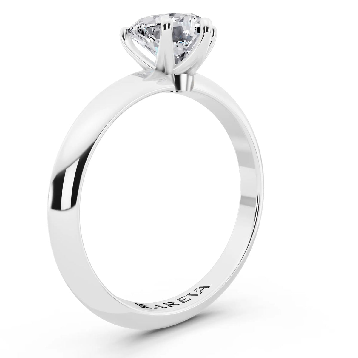 Platinum Heart Cut Diamond Classic Solitaire Ring - top view