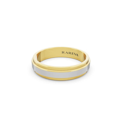 10K Yellow Gold Men's Step Edge Wedding Band - 4.5mm - Close up