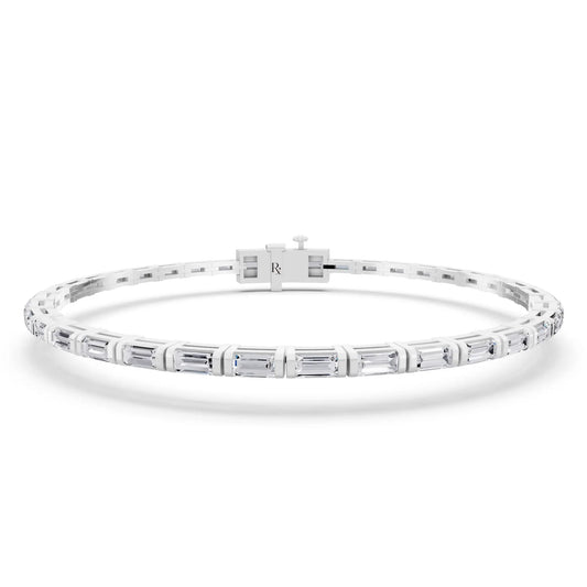 14K White Gold Baguette Cut Diamond Tennis Bracelet - Main