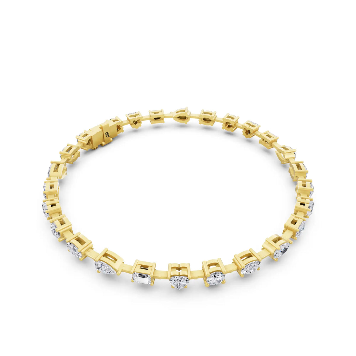 10K Yellow Gold Multi Shape Diamond Tennis Bracelet - Left