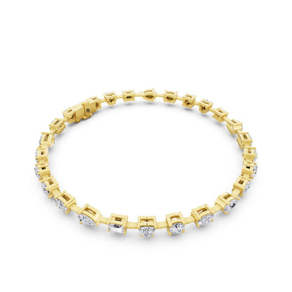 10K Yellow Gold Multi Shape Diamond Tennis Bracelet - Left