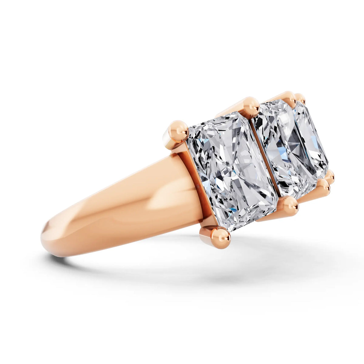 14K Rose Gold Seven Stone Radiant Cut Diamond Half Eternity Wedding Band - 2.6mm - Side