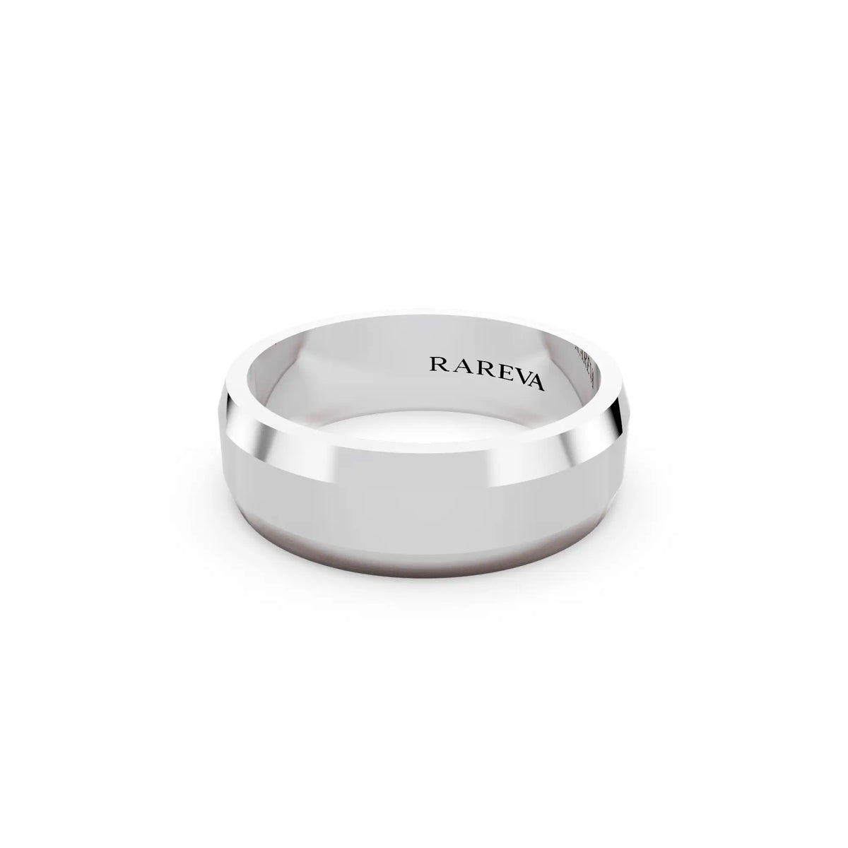 Silver Men's Beveled Edge Wedding Band - 6mm - Close up