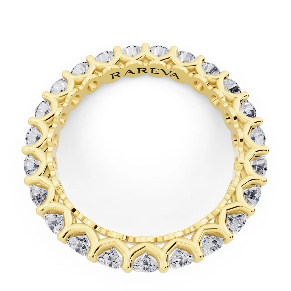 14K Yellow Gold Round Cut Diamond Unity Prong Eternity Band - 2.5mm - Top