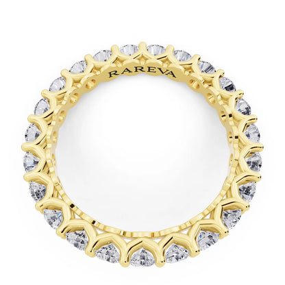 14K Yellow Gold Round Cut Diamond Unity Prong Eternity Band - 2.5mm - Top
