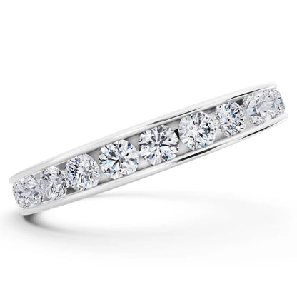 Platinum Round Cut Diamond Channel Set Eternity Band - 2.5mm - Side