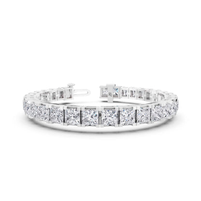 10K White Gold Princess Cut Diamond Tennis Bracelet - Main