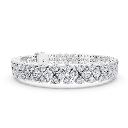 Silver Multi Row Round Cut Diamond Tennis Bracelet - Top1