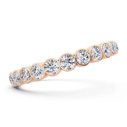 10K Rose Gold Round Cut Bezel Set Diamond Full Eternity Wedding Band - 2.4mm - Side