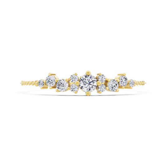 10K Yellow Gold Round Cut Diamond Cluster Chain Bracelet - Front