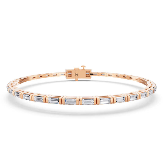 14K Rose Gold Baguette Cut Diamond Tennis Bracelet - Main