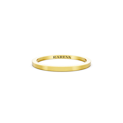 10K Yellow Gold Men's Soft Edge Flat Wedding Band - 1.5mm - Front