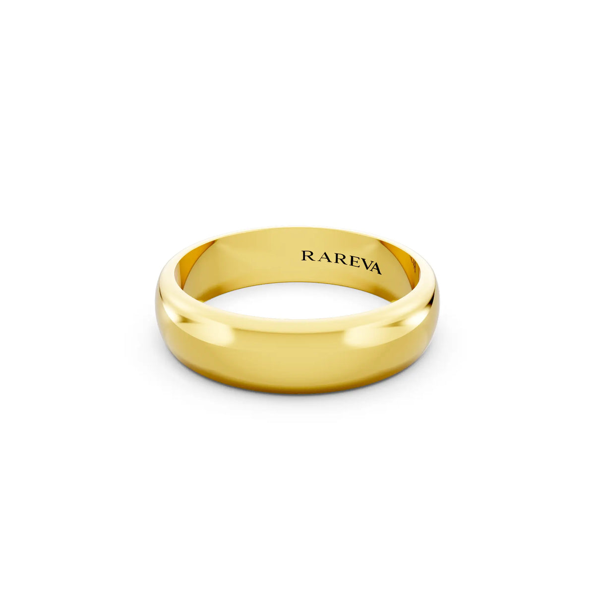 10K Yellow Gold Men's Classic Dome Wedding Band - 5mm - Close up